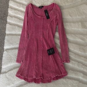 Lulu's Vibrant Pink Ribbed Dress